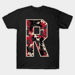 Initial Capital Letter R Camo Alphabet Gift Women Men Kids T-Shirt